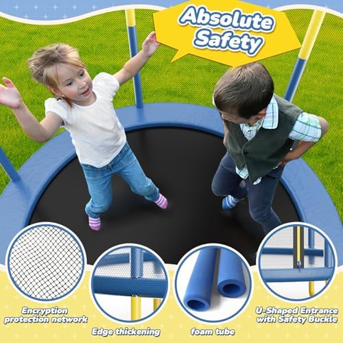 Indoor Trampoline 6FT for Kids, Safety Net & Hoop, Ages 1-8 Gifts