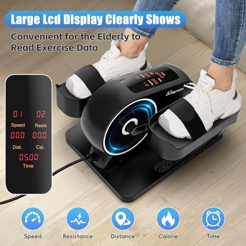 ANCHEER Under Desk Elliptical Machine for Home Office Workers | ANCHEER 2-in-1 Mini Exercise Bike with Digital Display