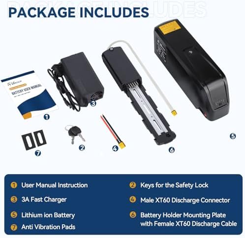 36V 48V 52V Ebike Battery 15Ah 20Ah Lithium Battery for 0-1200W Electric Bike with Fast Charger and BMS, LED Indicator,