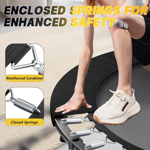 Adults 40" Foldable Rebounder Trampoline - Stable Quiet Fitness Equipment with Max 350lbs Load Capacity, Adjustable U-Ba