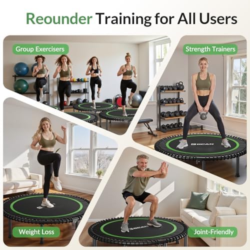 BCAN Durable 450LBS/550LBS Foldable Mini Trampoline for Adult Indoor/Outdoor Workout