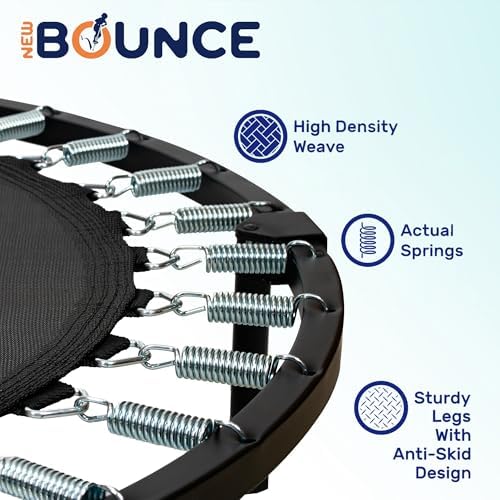 New-Bounce Mini Trampoline - Foldable for Children and Adults - Fitness Rebounder Holds Up to 220 Lbs New-Bounce Mini