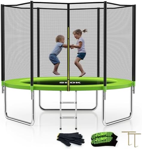 SKOK 8FT Trampolines for Kids and Adults - 400LBS Outdoor Green Trampoline - ASTM Approved - ASTM Approved Trampoline fo