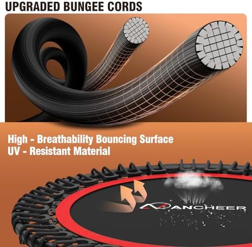 Ancheer Bungee Rebounder Trampoline, Foldable Fitness Trampoline with Resistance Ropes, 450-550LBS Capacity, Safe for Ho