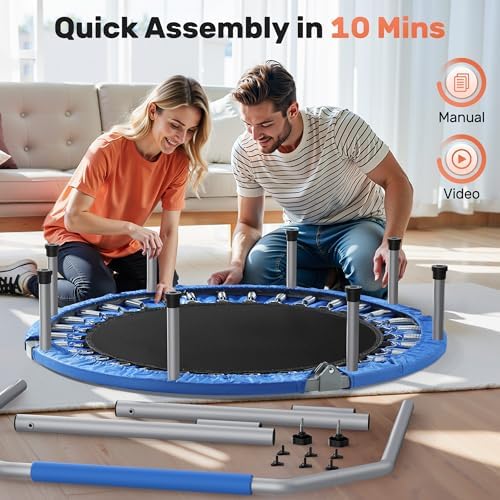 BCAN Fitness Rebounder Max Load 330lbs/440lbs for Adults Indoor/Garden Workout BCAN Adjustable Foam Handle Trampoline