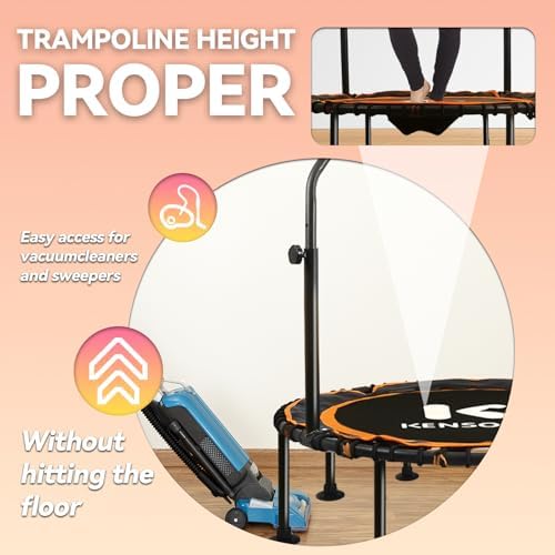 450/550 Lbs Quiet Indoor Mini Trampoline for Adults | Fitness Gym Workout | 40/48" Foldable Rebounder Trampoline with Bu