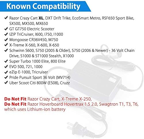 TREE.NB 5|6V 2A Charger for Lithium Battery with 5.5x|1mm Jack Round Connector, GOTRAX GXL V2/G2/G3/G4/Apex/Glider/XR El