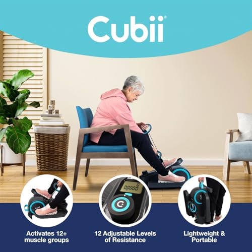 Cubii Total Body Elliptical Pedal Seated Exerciser for Adults and Seniors with Resistance Bands and LCD Display