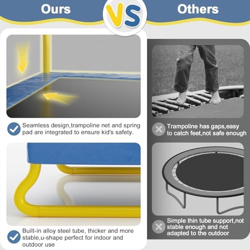 6.5FT Rectangle Trampoline for Kids: ASTM Approved Recreation with Swing & Safety Enclosure Net
