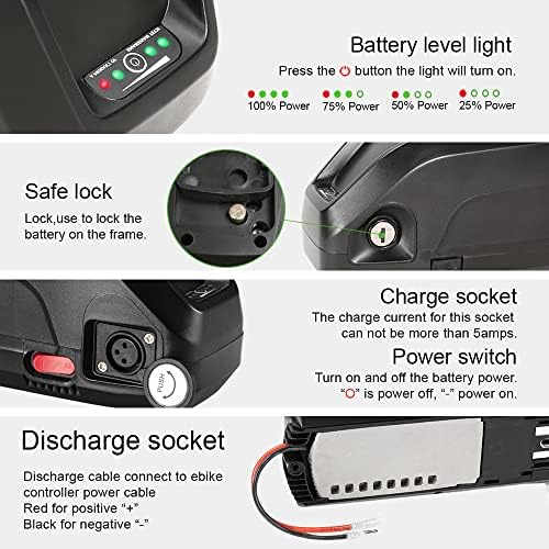 Yose 36V 13Ah 48V 13Ah Electric Bicycle Battery Down Tube Battery Safe Lock Led Indicator Light