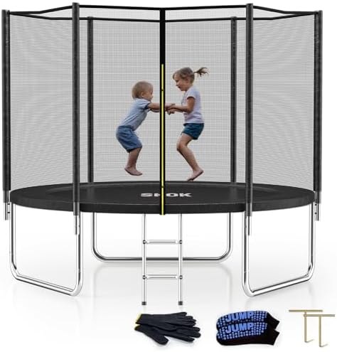 SKOK Kids Outdoor Trampoline, 400LBS ASTM Approved Net Trampoline, Kid Friendly, Outdoor Play, Durable and Safe, 12ft Di