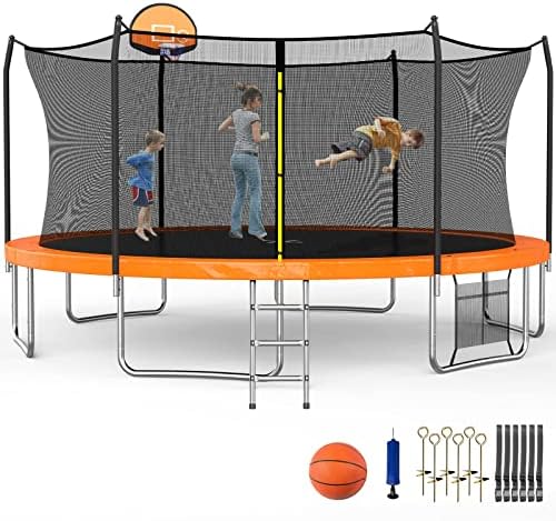 SKOK Kids Outdoor Trampoline, 400LBS ASTM Approved Net Trampoline, Kid Friendly, Outdoor Play, Durable and Safe, 12ft Di