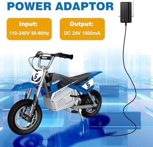 24V Charger for Razor MX350 Electric Scooter | 24V Charger for Electric Scooter E300S | 24V Charger for Razor Dirt Quad