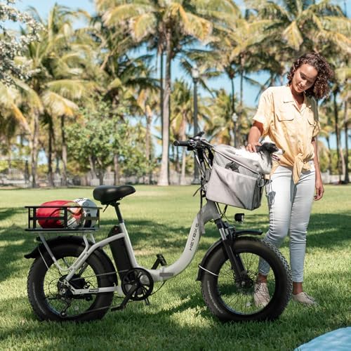 Heybike Ranger Electric Bike for Adults, Peak 1400W Motor Ebike, 28MPH Folding Step-Thru E Bike with Front Suspension