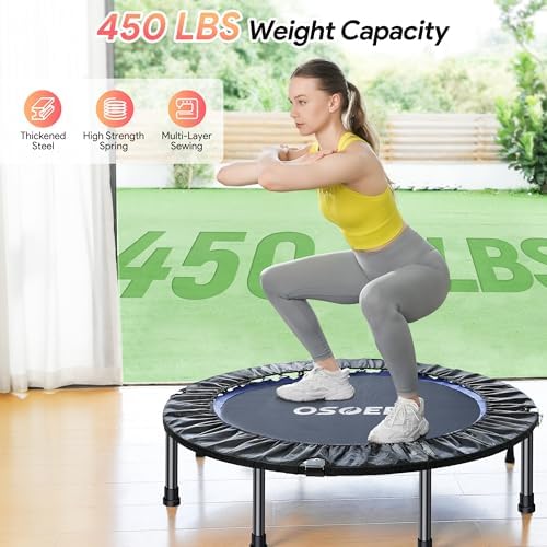 Osoeri 48" Rebounder Trampoline for Adults Max Load 450lbs Fitness Workout | Osoeri Foldable Rebounder Trampoline for A