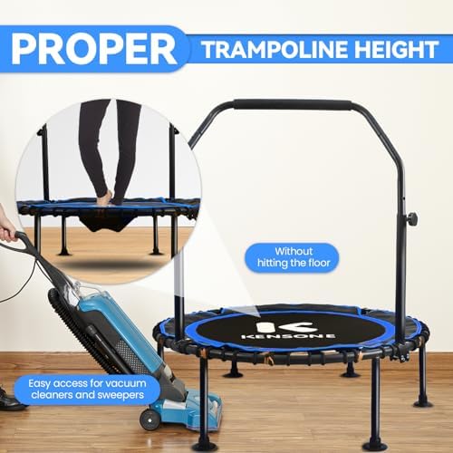 450/550 Lbs Quiet Indoor Mini Trampoline for Adults | Fitness Gym Workout | 40/48" Foldable Rebounder Trampoline with Bu