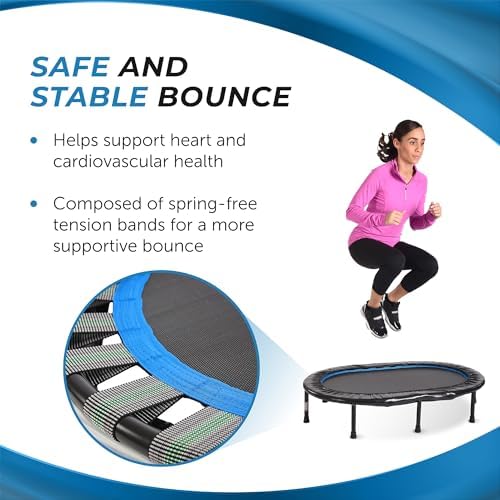 Stamina Folding Trampoline Black - Portable Fitness Equipment for Home Gym, Cardio & Strength Training, Jumping Exercise