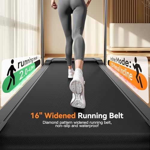 ANCHEER |0 HP Foldable Treadmill for Home Workouts with Handles | ANCHEER Portable Under Desk Treadmill with 12% Inclin