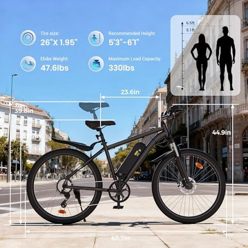 Adults 500W 25 Miles+ 20MPH Electric Mountain Bike for Off-Road Adventures | 750W 55 Miles+ 20MPH Electric Mountain Bik