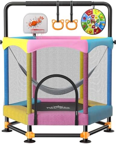 **Twinkoo 60" Anti-Rollover Toddler Trampoline for Kids - Outdoor & Indoor Use** | **Twinkoo 5FT Toddler Trampoline wit