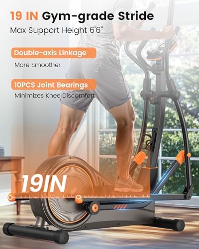 Niceday Elliptical Exercise Machine for Home Workout, Magnetic Elliptical Trainer with Kinomap APP Support, 19IN Stride,