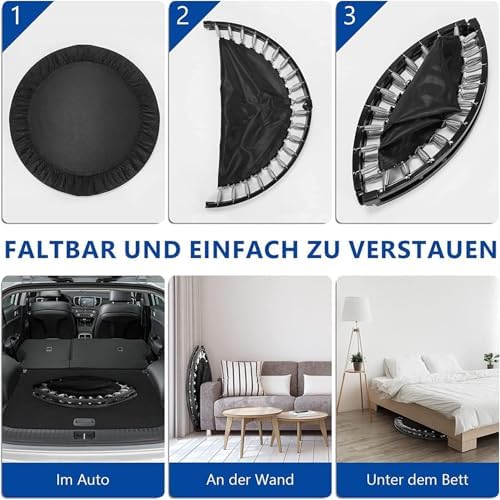 40"/48" Fitness Rebounder Trampoline with 4-Level Adjustable Foam Handle for Kids & Adults | Quiet and Stable 40"/48" E