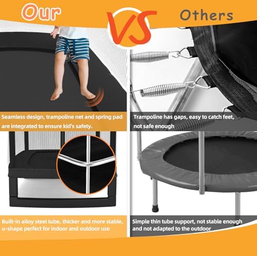 Jumpfly 6FT Rectangle Trampoline for Kids and Toddlers with Swing and Basketball Hoop, ASTM Approved | Jumpfly 6FT Rect