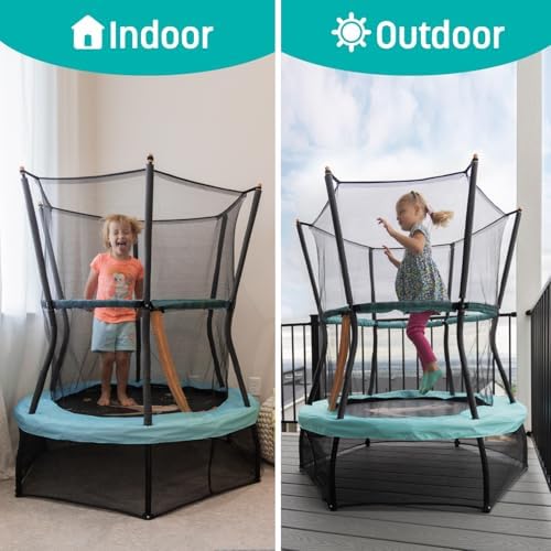 Skywalker Trampolines No-Spring Design Mini Trampoline for Kids and Toddlers 60" Enclosure Net Skywalker Trampolines No-