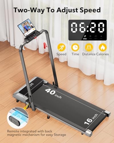 Portable Walking Pad Treadmill with 12% Incline for Home/Office | Under Desk Treadmills with LED Display & Remote Contr