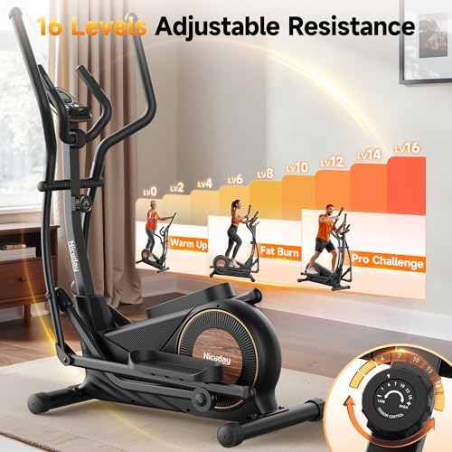 Niceday Elliptical Exercise Machine for Home Workout, Magnetic Elliptical Trainer with Kinomap APP Support, 19IN Stride,