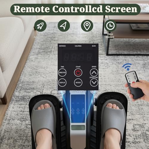 Under Desk Elliptical Machine for Seniors, Quiet Seated Pedal Exerciser with Remote Control, 3 Modes & 12 Adjustable Spe