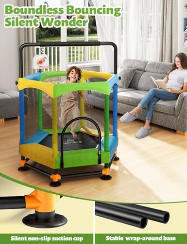 **Twinkoo 60" Anti-Rollover Toddler Trampoline for Kids - Outdoor & Indoor Use** | **Twinkoo 5FT Toddler Trampoline wit