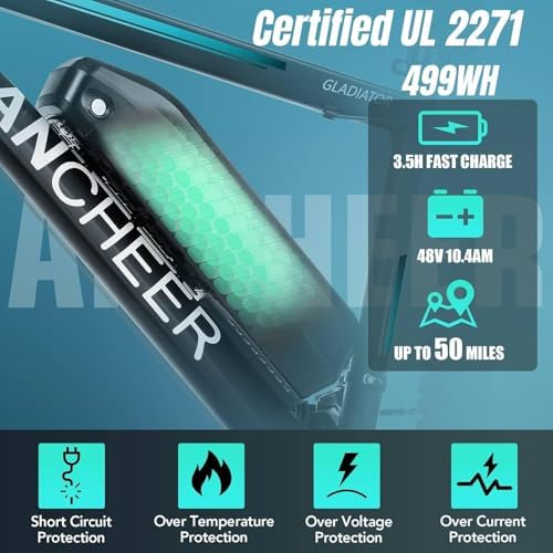ANCHEER 500W 26" Electric Bike for Adults: Peak 750W, 48V 10.4Ah Battery, 55 Miles Range, 22MPH Speed, 3H Fast Charge, |