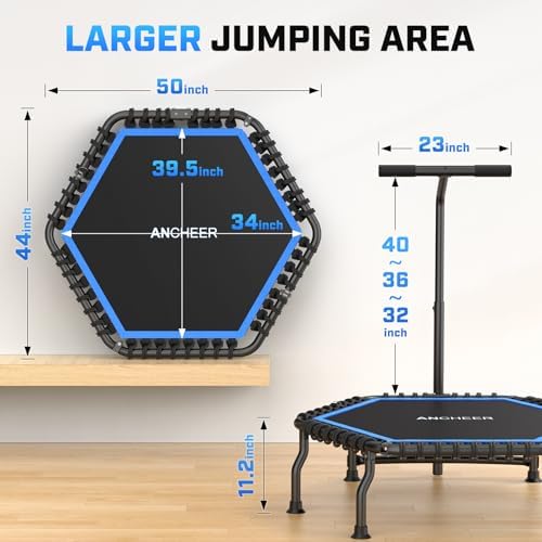 ANCHEER Trampoline for Adult, Indoor Outdoor Mini Trampoline, 550LBS_fitness_trampoline_with_Bungee