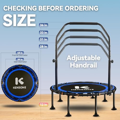 450/550 Lbs Quiet Indoor Mini Trampoline for Adults | Fitness Gym Workout | 40/48" Foldable Rebounder Trampoline with Bu
