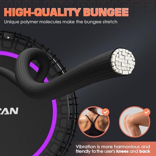 BCAN 40"/48" Mini Rebounder Trampoline for Adults with Bar: Whole-Body Workout & Relaxation at Home, Stable & Quiet, Adj