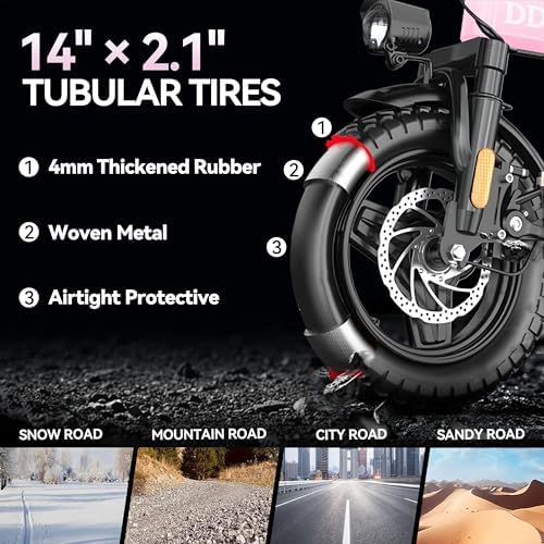 Peak 750W Motor 48V 20Ah Folding Electric Bike for Adults UL2849 | 45 Miles Range 14'' Lightweight Adults Electric Bike