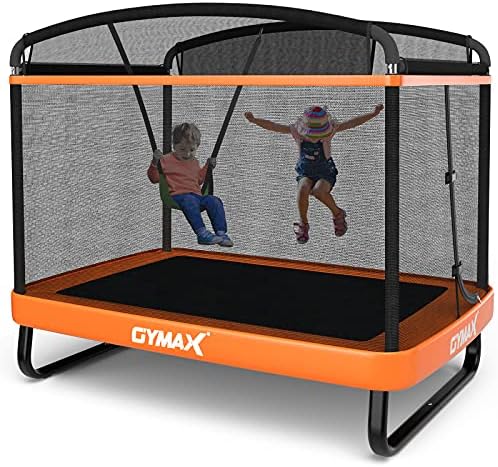 GYMAX Kids Trampoline 6FT Swing Enclosure Safety Net ASTM Approved Indoor Outdoor Birthday Gift