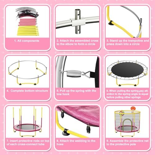 Indoor Trampoline 6FT for Kids, Safety Net & Hoop, Ages 1-8 Gifts