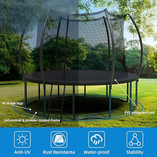 **ASTM Approved 12FT Round Trampoline with Enhanced Weight Capacity for Kids and Adults** | **Heavy-Duty Bounce Mat wit