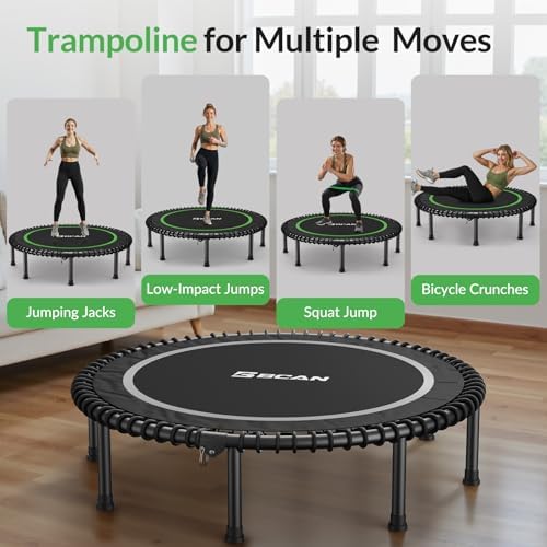 BCAN Durable 450LBS/550LBS Foldable Mini Trampoline for Adult Indoor/Outdoor Workout
