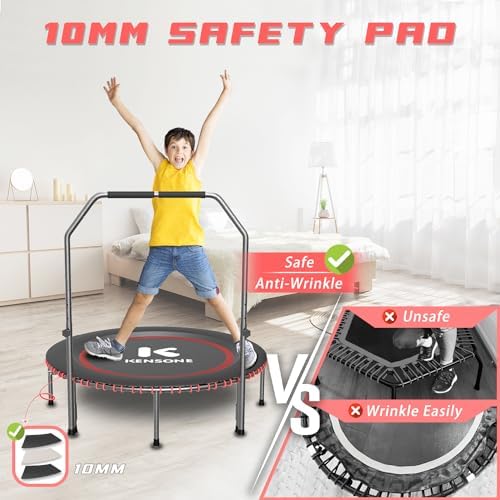 Low-Impact Rebounder Trampoline for Adults with Bungee, 450/550LBS | Quiet Mini Exercise Trampoline with Adjustable U/T