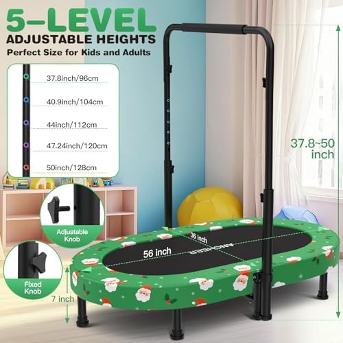ANCHEER Mini Trampoline for Kids & Toddlers - Indoor/Outdoor Rebounder with Adjustable Handle ANCHEER 56'' Safe Oval Fit