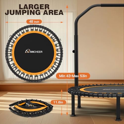 ANCHEER 48" Foldable Rebounder Trampoline for Adults Kids - Indoor & Outdoor, Max Load 550lbs ANCHEER 40" Foldable Rebou