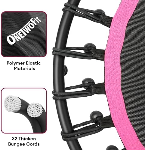 ONETWOFIT Silent Mini Trampoline for Adults | Indoor Exercise Fitness Trampoline | Max Load 330lbs | Rebounder Workout |
