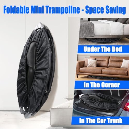 40"/48" Fitness Rebounder Trampoline with 4-Level Adjustable Foam Handle for Kids & Adults | Quiet and Stable 40"/48" E