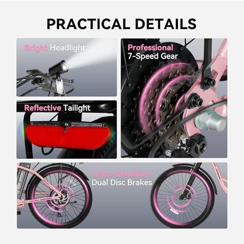 Peak 700W Motor Electric Bike for Adults, Commuter E-Bike, 7-Speed, 45Miles Range 20MPH Electric Bike for Women/Men/Teen