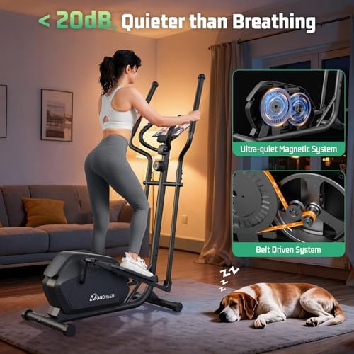 ANCHEER Elliptical Exercise Machine for Home Fitness Lovers with Ultra-Smooth Magnetic Drive | 14 Levels Resistance Ell