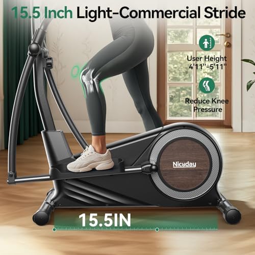 Niceday Elliptical Exercise Machine for Home Workout, Magnetic Elliptical Trainer with Kinomap APP Support, 19IN Stride,