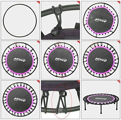 NEWAN Silent Mini Trampoline for Adults - 40" to 48" Diameter, Max Limit 330lbs, Silent Bungee Rebounder Jumping Cardio
